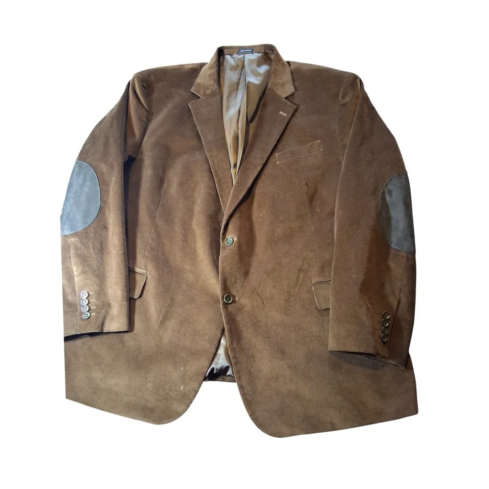 Stafford Brown Corduroy Blazer Elbow Patches Big & Tall 54L Sport Coat Mens